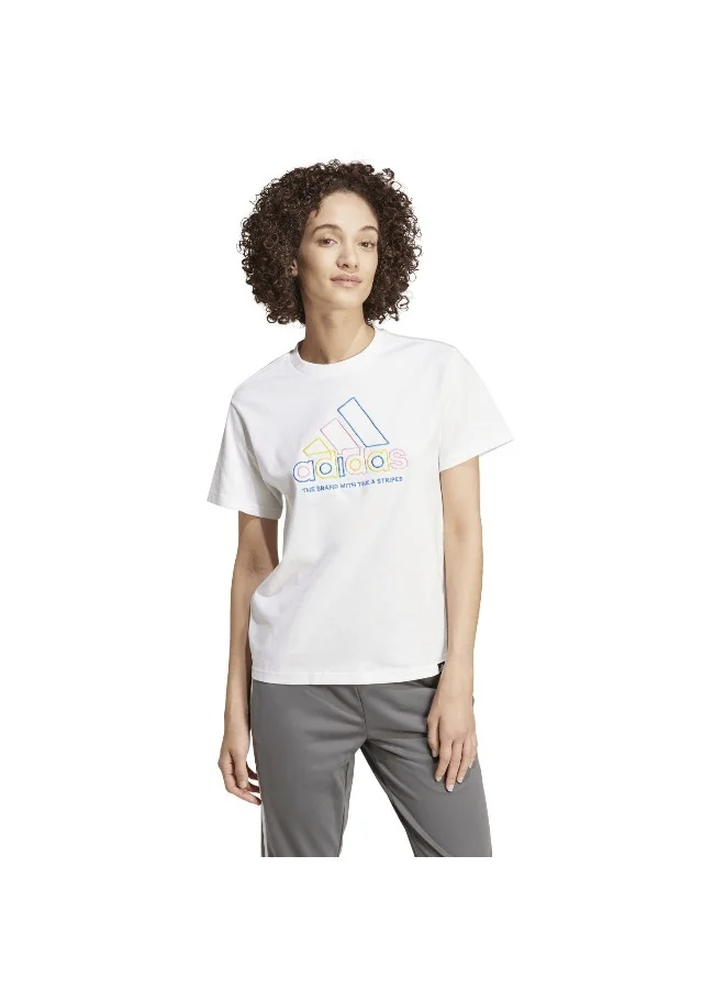 adidas adidas W Xpress Logo T White Training T-Shirts 2XS