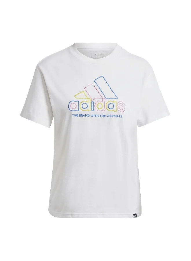 adidas adidas W Xpress Logo T White Training T-Shirts 2XS