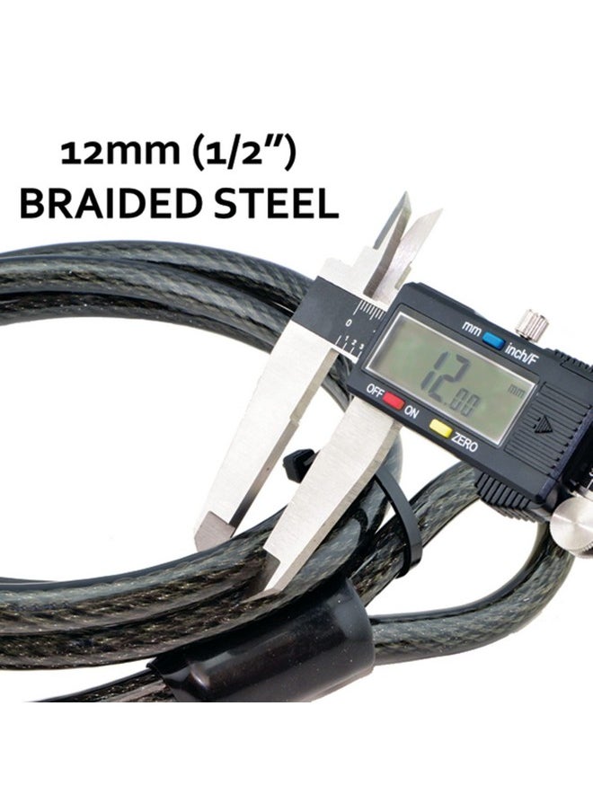 Lumintrail Lumintrail 12mm (1/2 inch) Heavy-Duty Security Cable, Vinyl Coated Braided Steel with Sealed Looped Ends (4', 7', 10', 15', 20', 25' or 30') (10-FT)  - Image 1