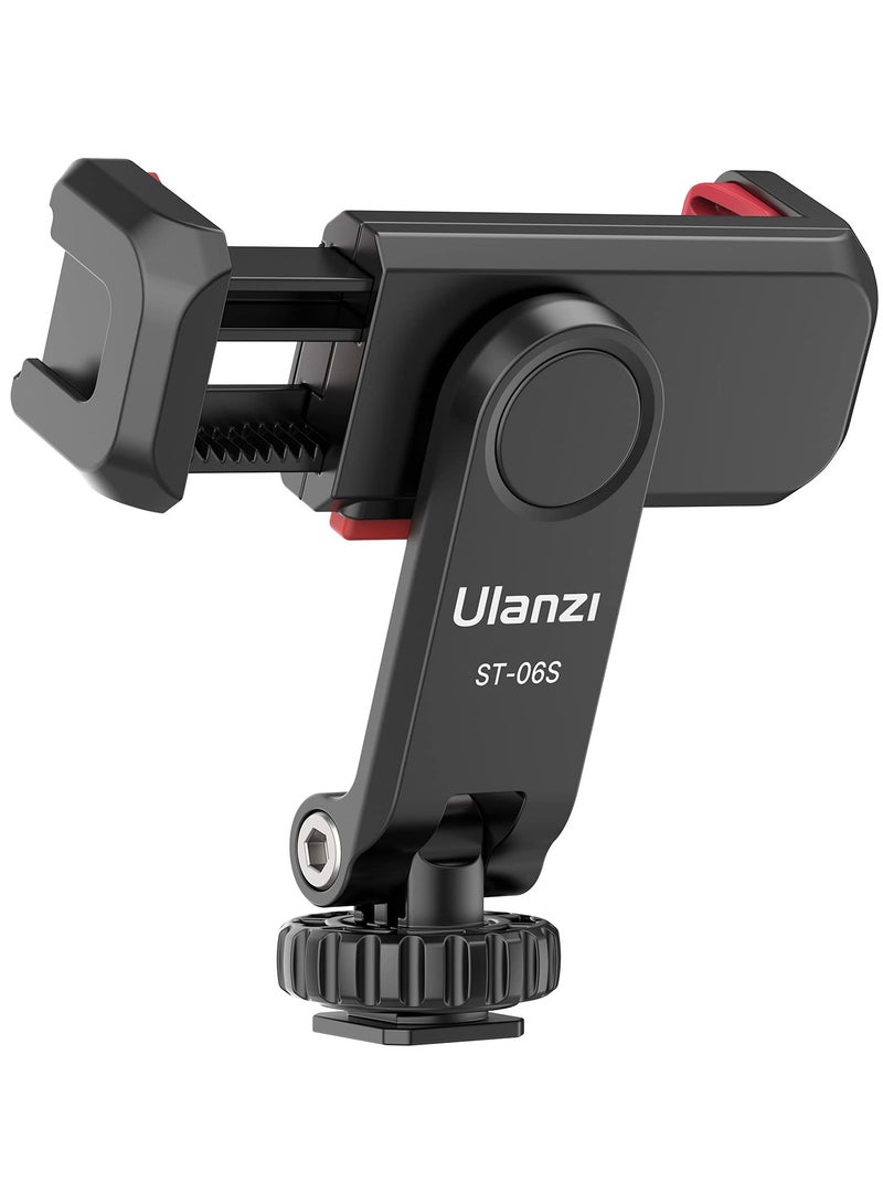 ULANZI ST-06S Phone Tripod Mount, Universal Smartphone Adapter with 2 Cold Shoe Mounts, 360° Rotatable Adjustable Phone Clip, Compatible with iPhone, Samsung Galaxy & Most Smartphones - Image 1
