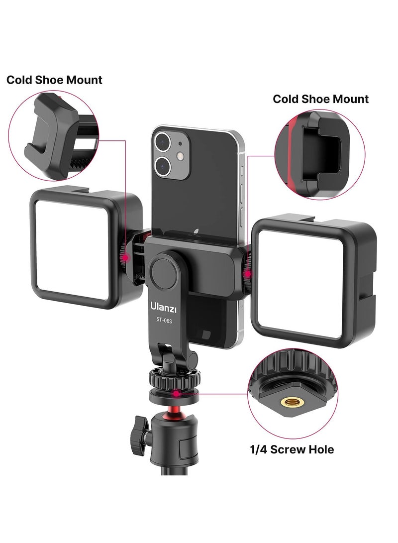 ULANZI ST-06S Phone Tripod Mount, Universal Smartphone Adapter with 2 Cold Shoe Mounts, 360° Rotatable Adjustable Phone Clip, Compatible with iPhone, Samsung Galaxy & Most Smartphones - Image 3