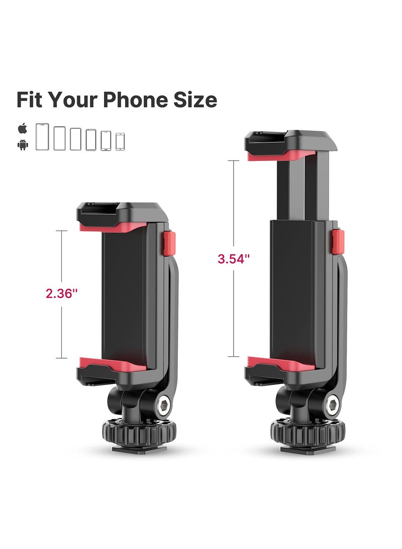 ULANZI ST-06S Phone Tripod Mount, Universal Smartphone Adapter with 2 Cold Shoe Mounts, 360° Rotatable Adjustable Phone Clip, Compatible with iPhone, Samsung Galaxy & Most Smartphones - Image 4