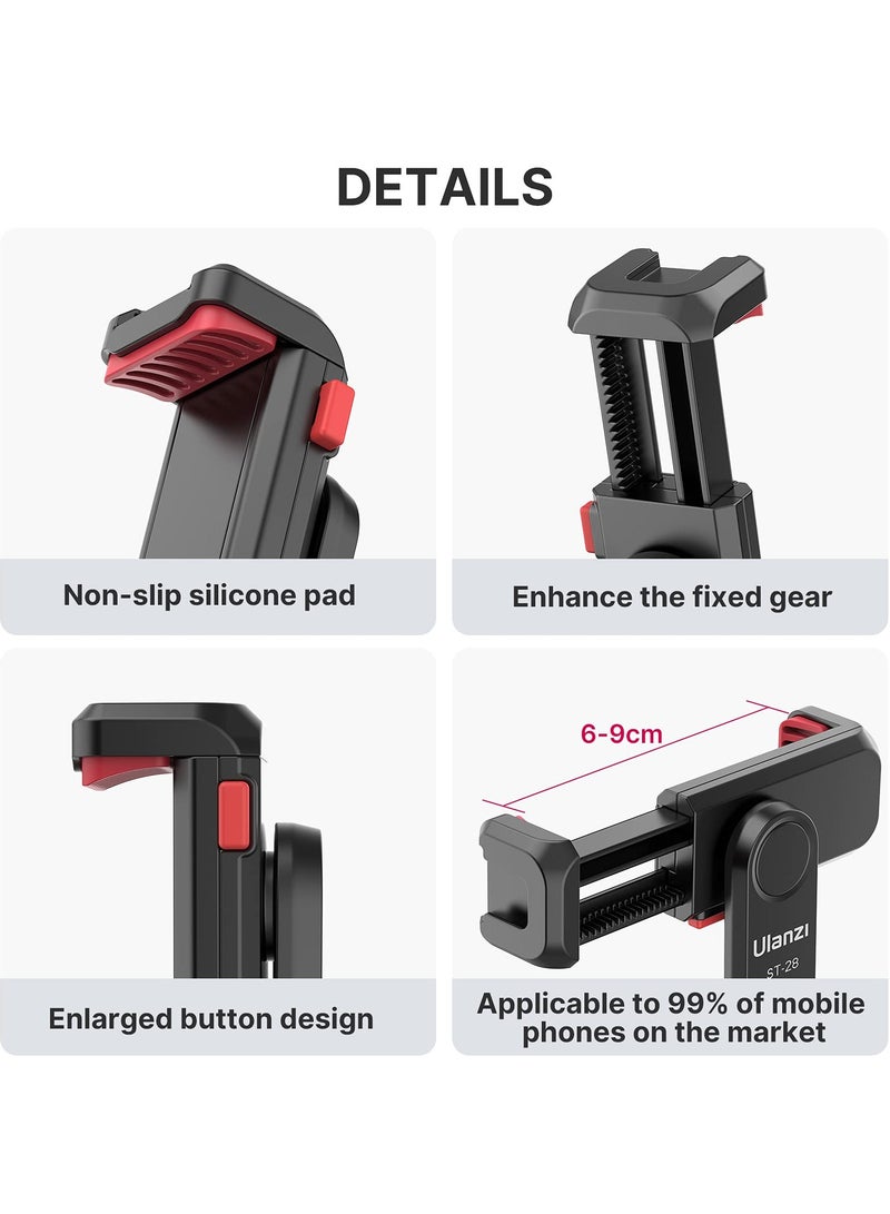ULANZI ST-06S Phone Tripod Mount, Universal Smartphone Adapter with 2 Cold Shoe Mounts, 360° Rotatable Adjustable Phone Clip, Compatible with iPhone, Samsung Galaxy & Most Smartphones - Image 5