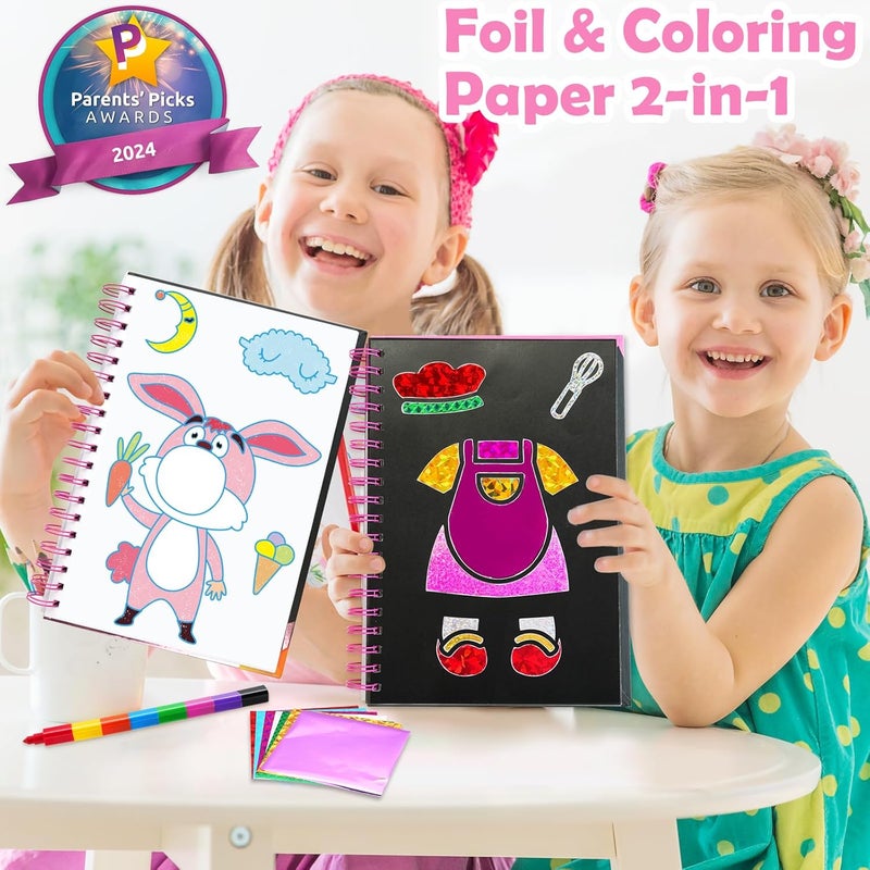 FUNNYB&G Foil Art Kit - Foil Crafts for Kids, Toys for Girls 4-10 Years Old, No Mess Travel Essentials, Kids Toys, Girls Gifts, Birthday Gift, Coloring Books for Kids - Image 2