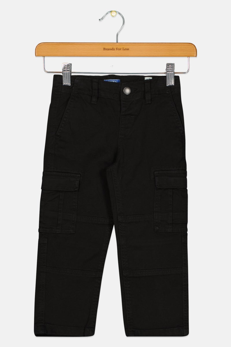 JACK & JONES Toddlers Boy Regular Fit Plain Cargo Pants, Black - Image 2