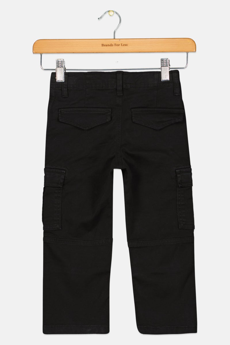 JACK & JONES Toddlers Boy Regular Fit Plain Cargo Pants, Black - Image 3