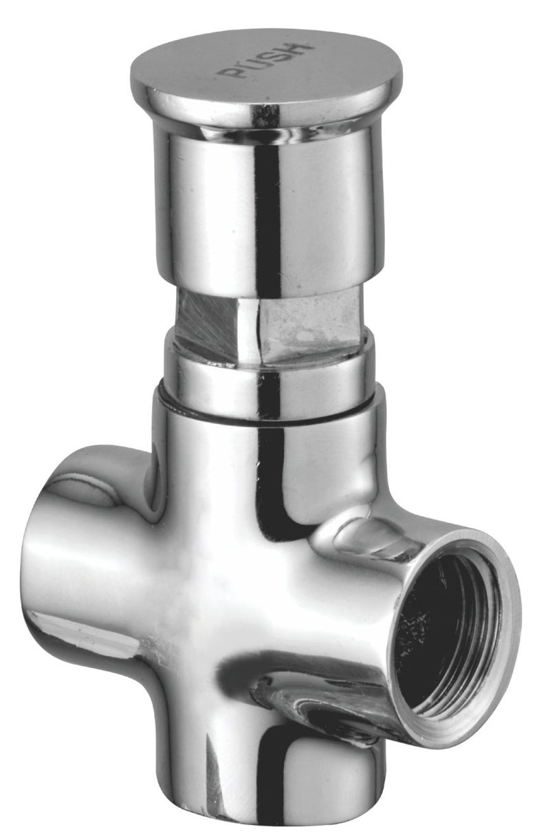 Kamal Heavy-Duty Urinal Push Cock Tap – Chrome Finish, Brass Body (Wall Mounted) - Image 2
