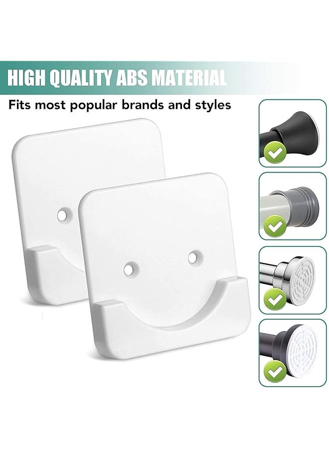 erorex - Adhesive Shower Curtain Rod Holder 2Pcs Wall Mount Bathroom Tension Pole Retainer Brackets With Super Sticky Tape For Quick Stick On And Stainless Steel Screws For Drilling Installation - Image 1