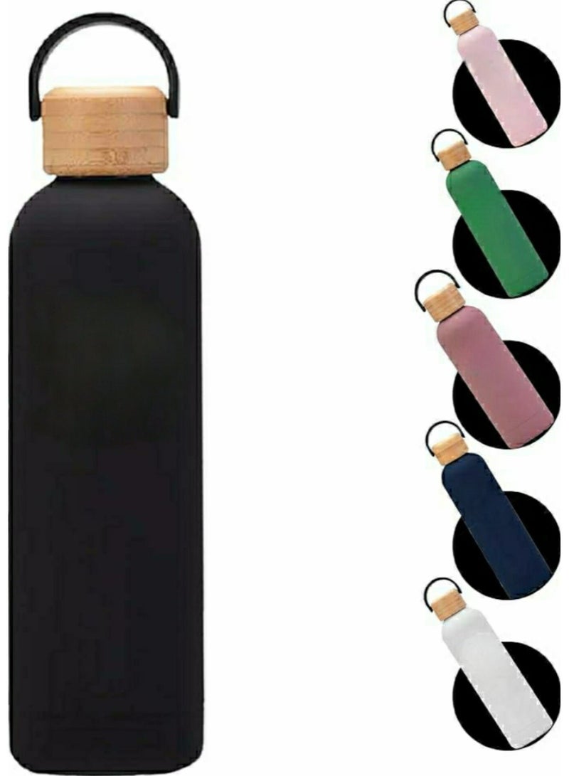 زجاجة مياه من الفولاذ المقاوم للصدأ سعة 750 مل، زجاجات مياه معزولة بجدار مزدوج للمياه الساخنة، زجاجة رياضية من الفولاذ المقاوم للصدأ للأطفال، زجاجة مياه ساخنة مع غطاء وحزام خشبي - Image 1