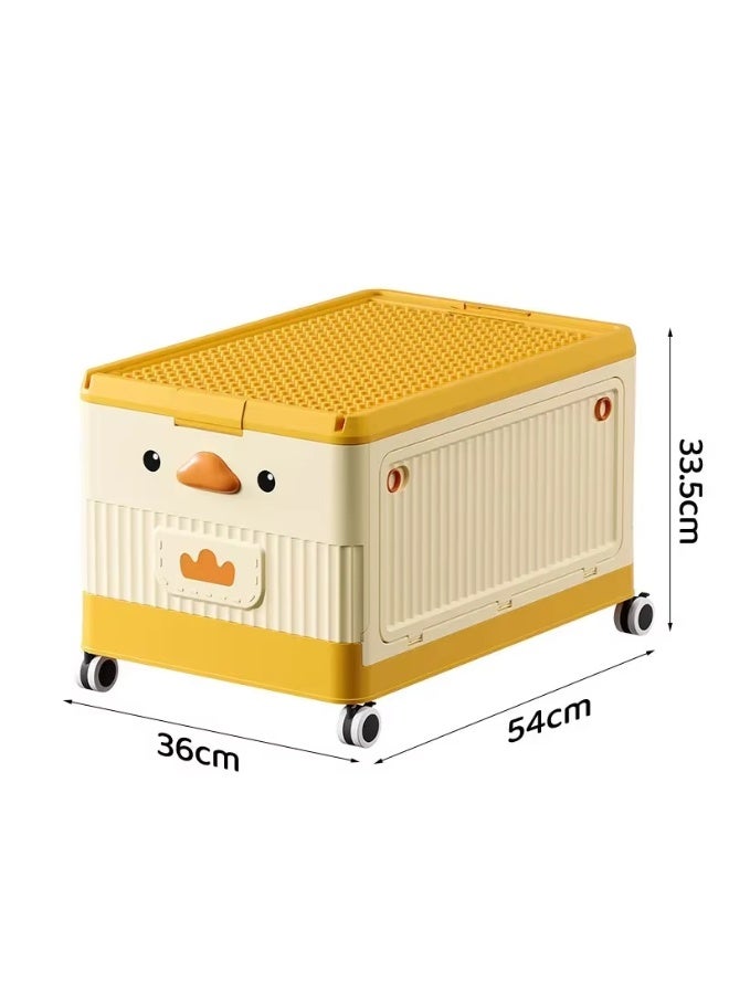 RVETEE Plastic Cute Duck Storage Box with Wheels Large Capacity Children's Toy Clothes Snacks Organizer Cabinet - Image 5