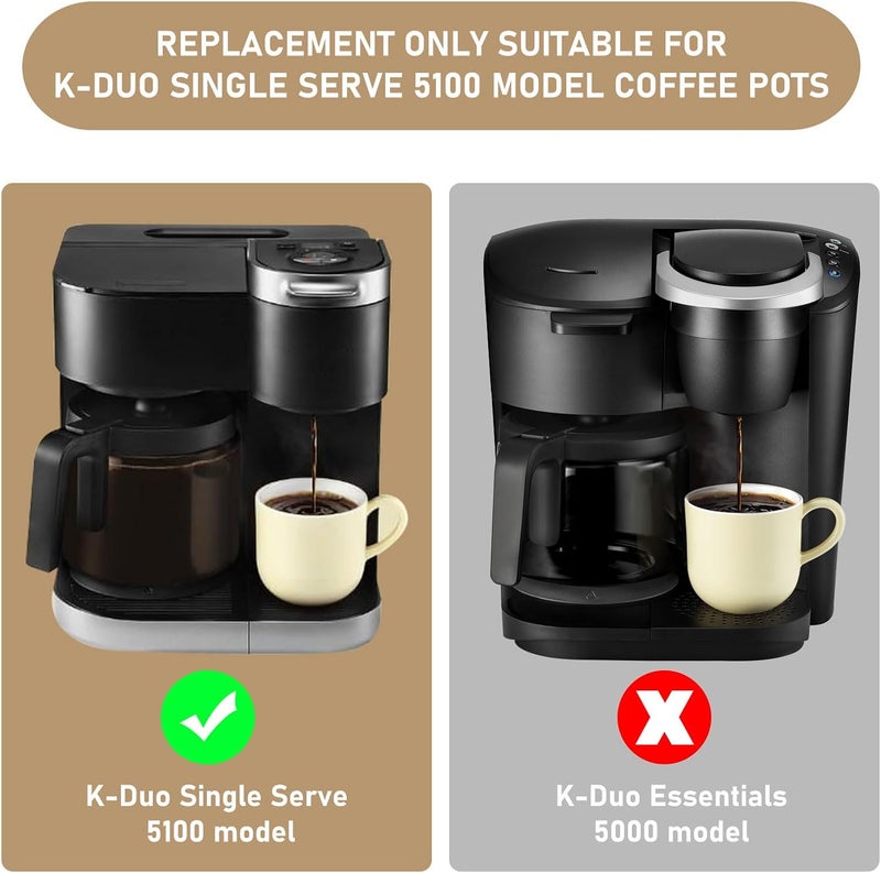 Shonshon 12-CUPS Coffee Pot Glass Carafe Replacement Compatible with Keurig K-Duo 5100 Single Serve K-Cup Pod & Carafe Coffee Maker, (NOT Fit K-Duo 5000 Essentials Model) - Image 3
