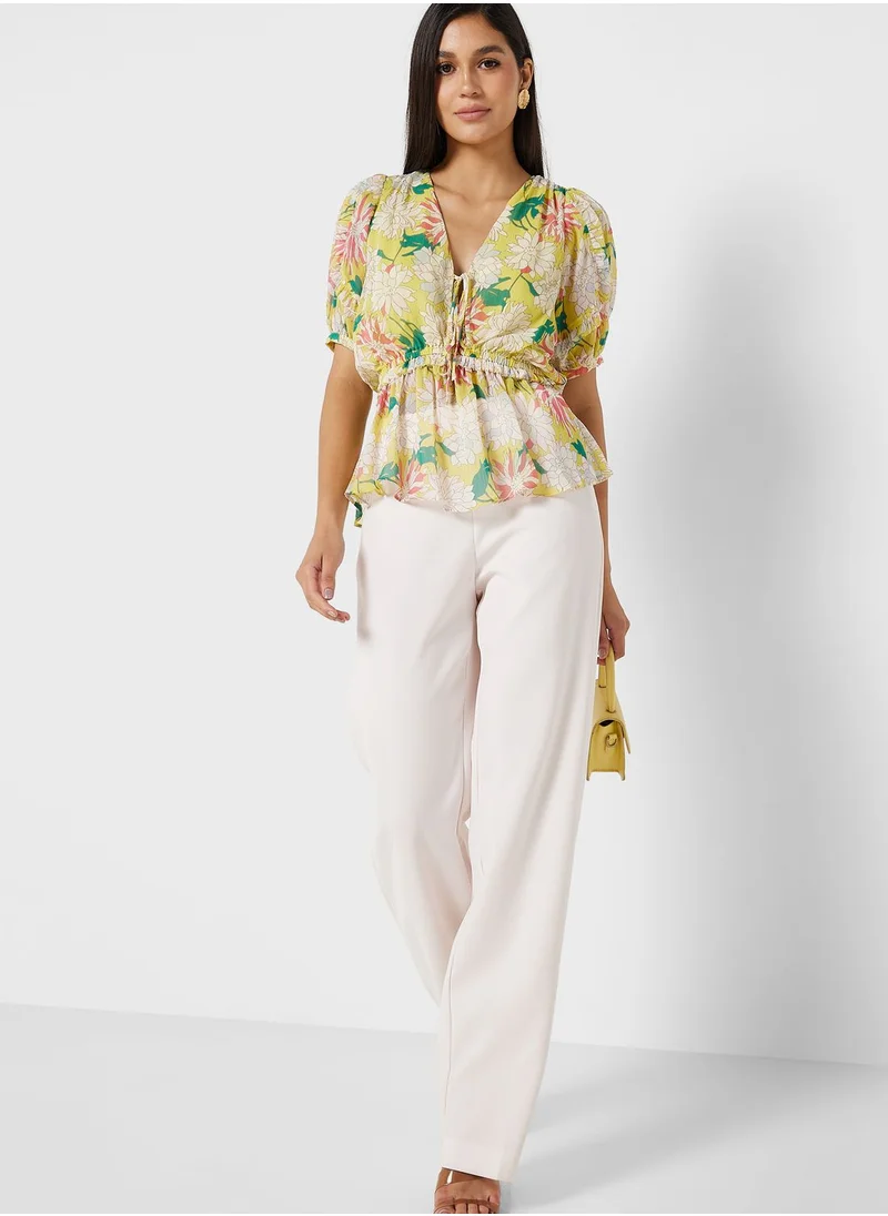 Ted Baker Printed Puff Sleeve Top