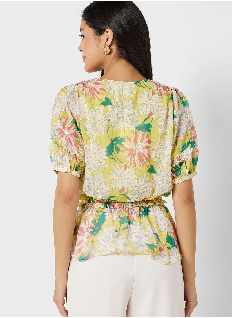 Ted Baker Printed Puff Sleeve Top