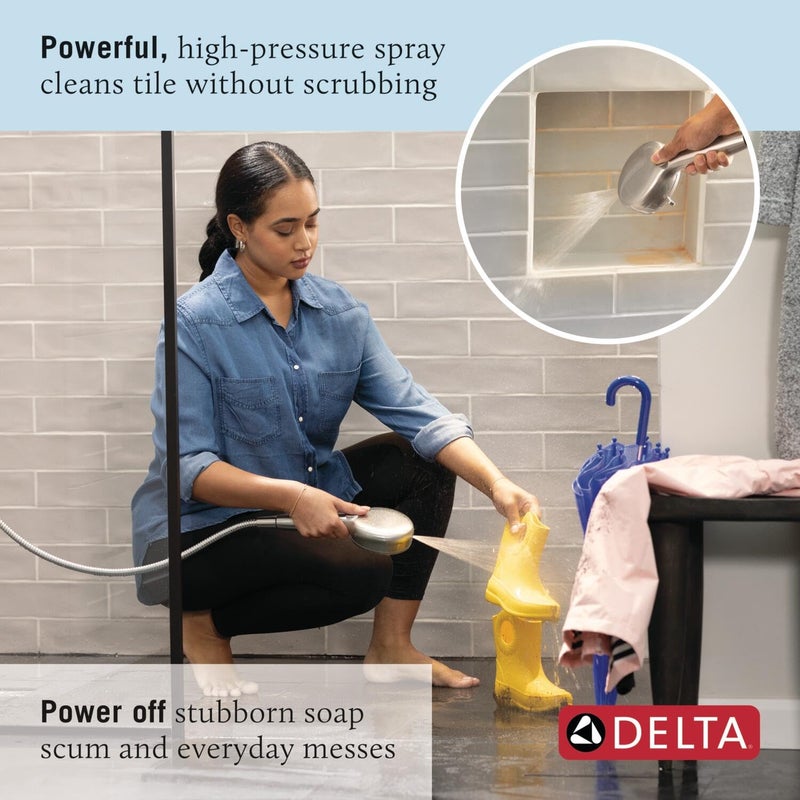 Delta Faucet ProClean Brushed Nickel Shower Head with Handheld, Showerhead with High Pressure Spray, Handheld Shower Head, 6 Spray Settings, SpotShield Brushed Nickel 75740SN - Image 3