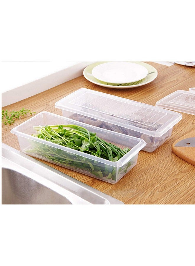MosQuick®- Set of 3 Food Fridge Storage Boxes for Vegetables & Fruits with Removable Drain Plate Premium Fridge Organiser and Refrigerator Containers for Storage - Half Cut Vegetables Storage 1500ml - Image 3