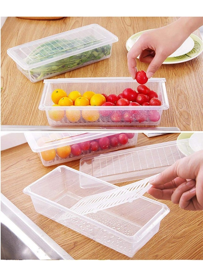 MosQuick®- Set of 3 Food Fridge Storage Boxes for Vegetables & Fruits with Removable Drain Plate Premium Fridge Organiser and Refrigerator Containers for Storage - Half Cut Vegetables Storage 1500ml - Image 4