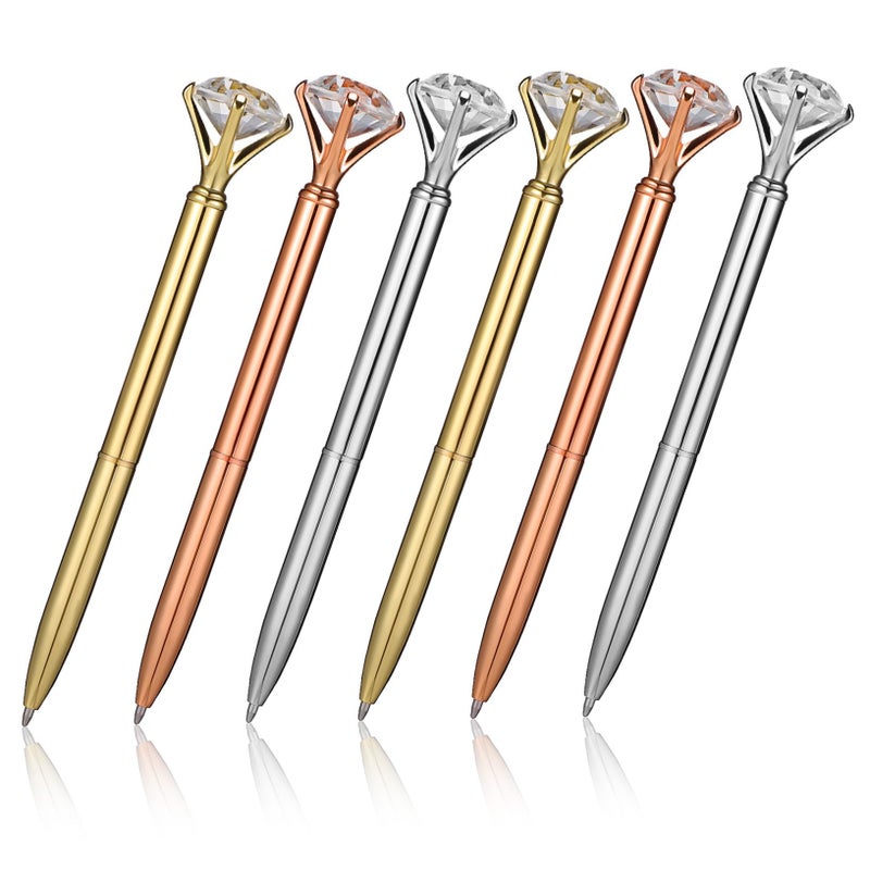 Metal Diamond Ballpoint Pens 6 Pack Office Writing Pens For Women - Image 2