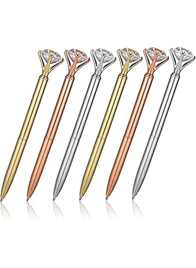 Metal Diamond Ballpoint Pens 6 Pack Office Writing Pens For Women - Image 1