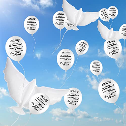 Jishi Dove Memorial Balloons to Release in Sky, Biodegradable Funeral Balloons Memorial Decorations for Celebration of Life Party Happy Birthday in Heaven, 30 Memorial Balloons & 3 White Dove Balloons - Image 4