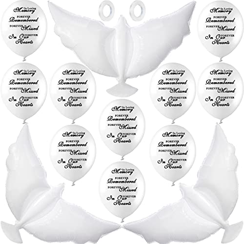 Jishi Dove Memorial Balloons to Release in Sky, Biodegradable Funeral Balloons Memorial Decorations for Celebration of Life Party Happy Birthday in Heaven, 30 Memorial Balloons & 3 White Dove Balloons - Image 1