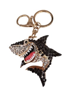 Creative Design Rhinestone Crystal Shark Key Ring Multicolour