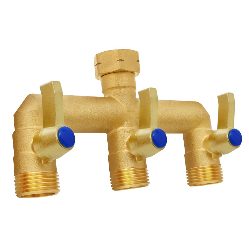 BACASIN Brass Garden Hose Splitter 3 Way Hose Splitter Outdoor Hose Splitter GHT 34 In Female Inlet And 3 Way 34 In Increase Flow Style - Image 2