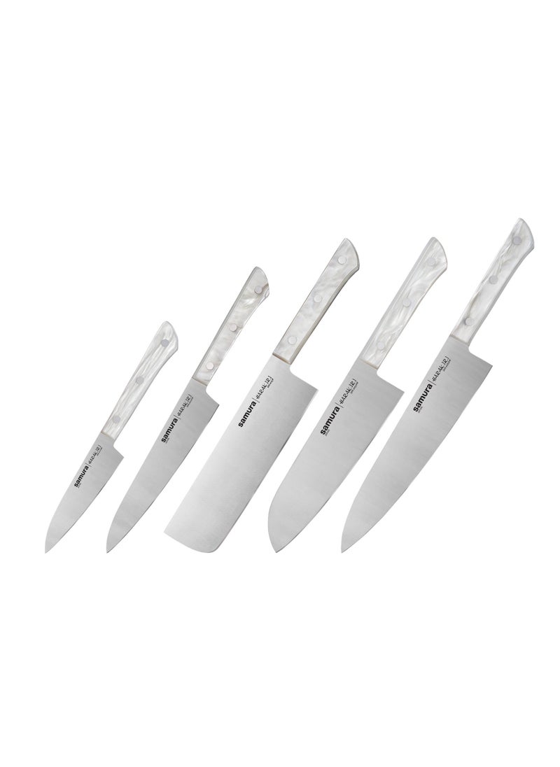 Samura - Samura Harakiri Acryl Set Of 5 Kitchen Knives:  Paring Knife Utility Knife Chef'S KnifeSantoku Knife - Image 1