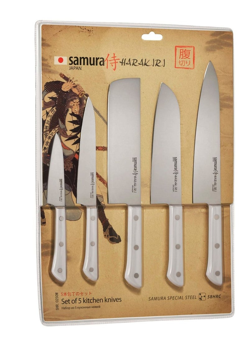 Samura - Samura Harakiri Acryl Set Of 5 Kitchen Knives:  Paring Knife Utility Knife Chef'S KnifeSantoku Knife - Image 1