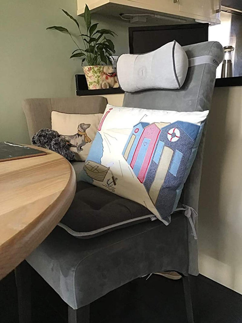 ALIBO Chairs Recliner Neck Rest Back Pillow Pain Relief Supports Car Airplane Travel Curve Pillow with Adjustable Elastic Strap Head Protector Pillow Beige 1 Piece,Firm One - Image 3