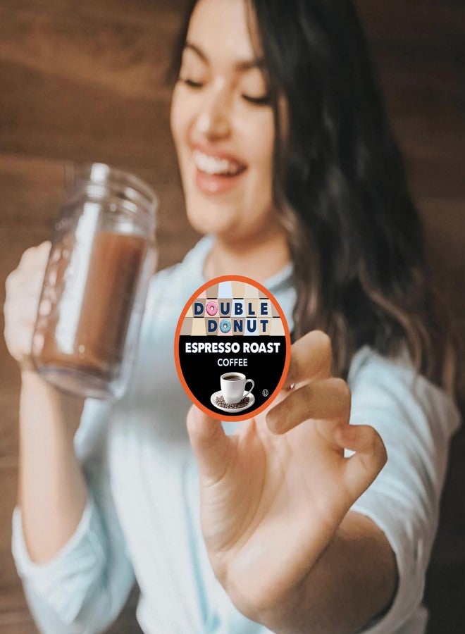 Double Donut Coffee Espresso Coffee Pods (80 Pack) Dark Espresso Roast Coffee, Single-Serve Pods for Keurig K Cup Brewer Machines - Image 3