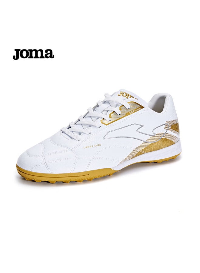 Joma أحذية كرة القدم جومّا للرجال Tf غير قابلة للانزلاق مقاومة للاهتراء قابلة للتنفس احترافية لبطولة التدريب باللون الأبيض والذهبي مقاس 45 - Image 3