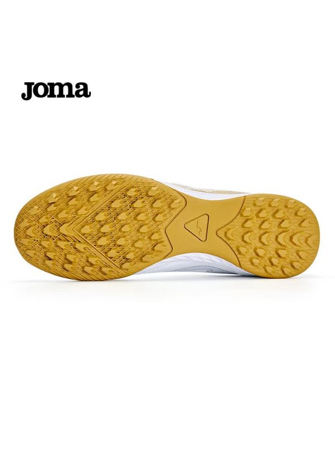 Joma أحذية كرة القدم جومّا للرجال Tf غير قابلة للانزلاق مقاومة للاهتراء قابلة للتنفس احترافية لبطولة التدريب باللون الأبيض والذهبي مقاس 45 - Image 4