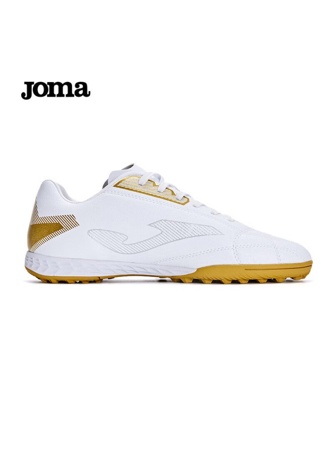 Joma أحذية كرة القدم جومّا للرجال Tf غير قابلة للانزلاق مقاومة للاهتراء قابلة للتنفس احترافية لبطولة التدريب باللون الأبيض والذهبي مقاس 45 - Image 2