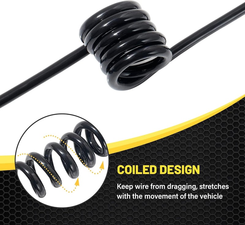 Oyviny 4 Way Flat Trailer Extension Coiled Cable 3 Feet Stretchable 18AWG Vehicle-Side and Trailer-Side 4-Pin Trailer Wiring Harness Pure Copper Wires High Temperature Resistant PU Sheath Protected - Image 5