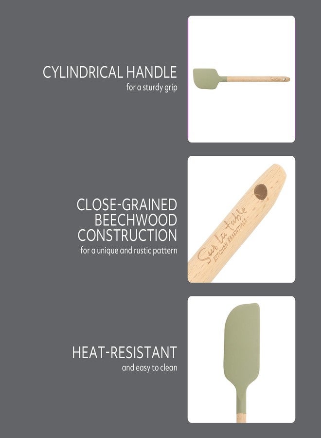 Sur La Table Kitchen Essential Chef's Toolkit Silicone Spatula With Beechwood Handle - Juniper Green - Image 4