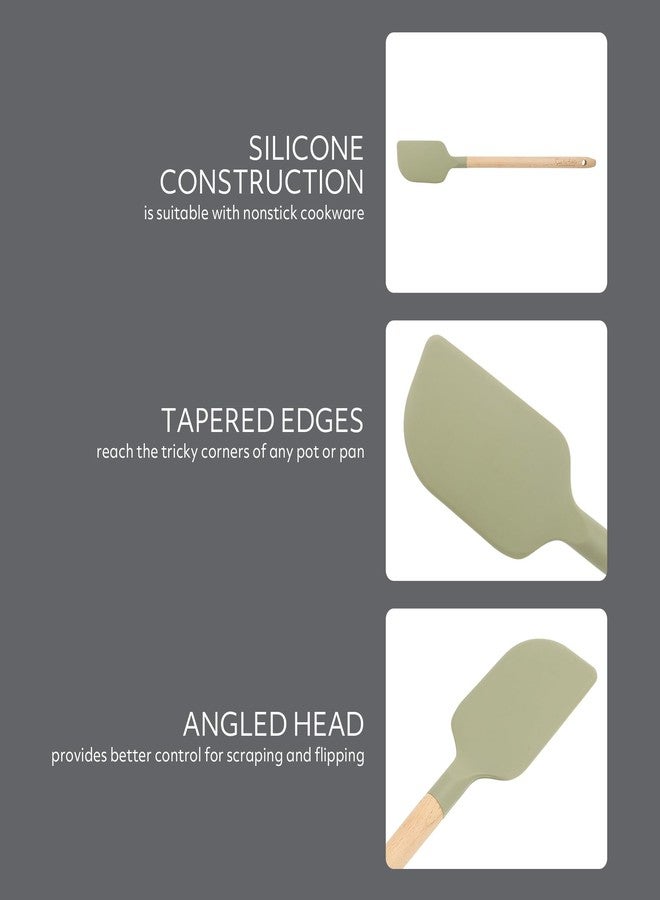 Sur La Table Kitchen Essential Chef's Toolkit Silicone Spatula With Beechwood Handle - Juniper Green - Image 3