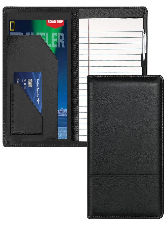 Gorbado Junior Padfolio Folder - A5 Portfolio Binder Case with 5 x 8 Writing Pad and Interior Storage Pocket Executive Business Organizer for Men Women, Black - Image 1