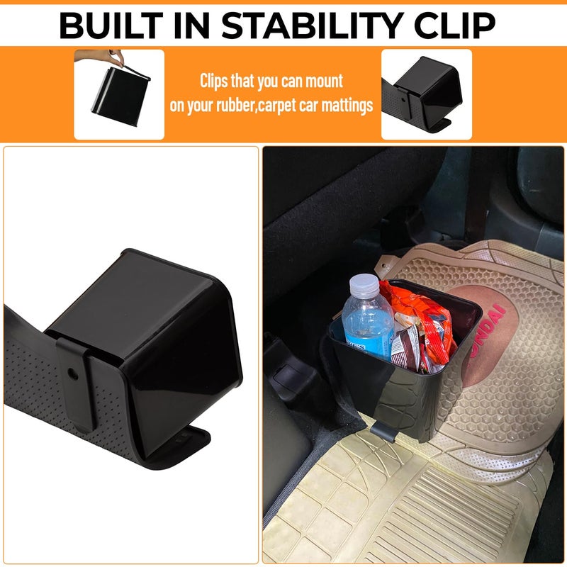 HAUSSIMPLE Car Trash Can Leakproof Mini Auto Organizers Storage Bin Container For Cars & Trucks With Floor Mat Clip Medium 2 Liters Capacity Black - Image 3