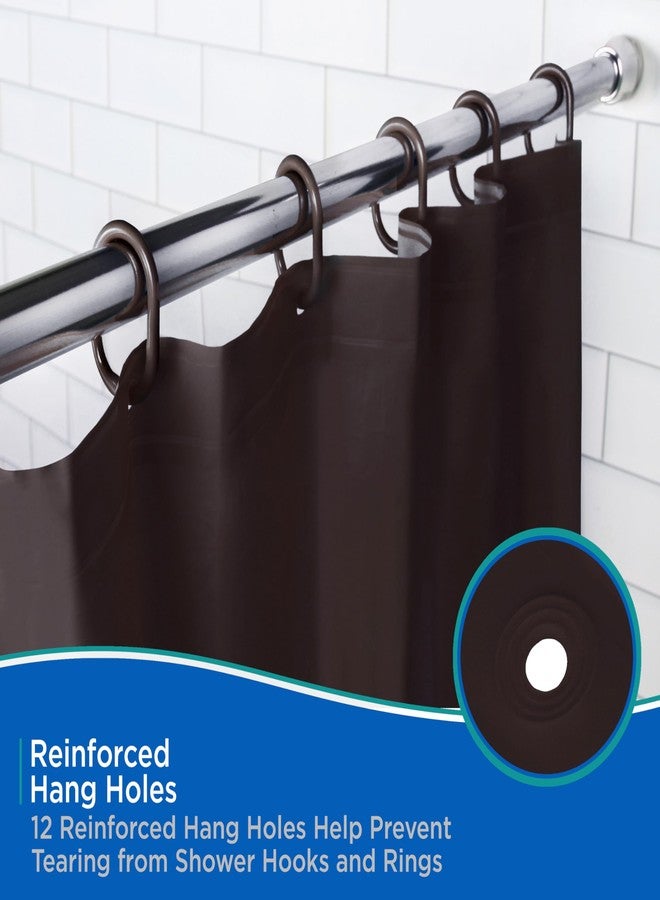 Kenney KN61755 Lightweight 3 Gauge Waterproof PEVA Shower Curtain Liner with Durable Eyelet Hang Holes, Weighted Magnetic Hem, and 12 Piece Plastic C-Ring Set for Bathroom, 70" W x 72" H, Chocolate - Image 4