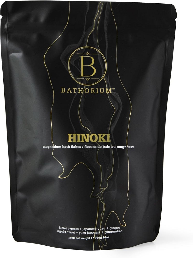 Bathorium Hinoki Mineral Magnesium Chloride Bath Flake Relaxing Bath Soak with Japanese Hinoki Detoxifying pH Balanced for Women Good for Sensitive Skin 26 oz - Image 1