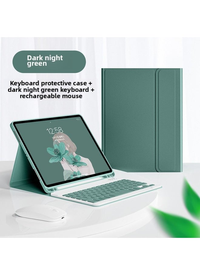 Generic - Bluetooth Keyboard Case For Ipad Pro 11 10.2 Air 4 Pencil Slot Mini 6 Leather Mouse Pad Protective Cover For Digital Computer-Color:Night Green + Night Green Keyboard + Dark Green Dual-mode Bluetooth Mouse-Applicable Model:Mini6/mini7 8.3inch - Image 1