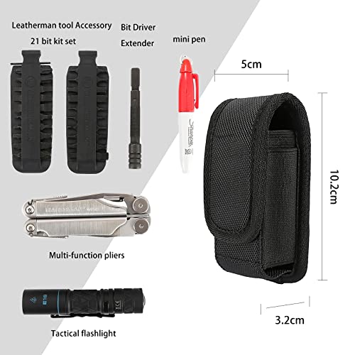 QEES Multitool Sheath,EDC Pouch,Multi Tool Holster for Belt,EDC Belt Organizer for Pen/Flashlight/Folding Knife,Tactical Tool Pouch Accessories,Knife Sheath for Wave Surge Raptor Case,Belt Pouch for Men - Image 3