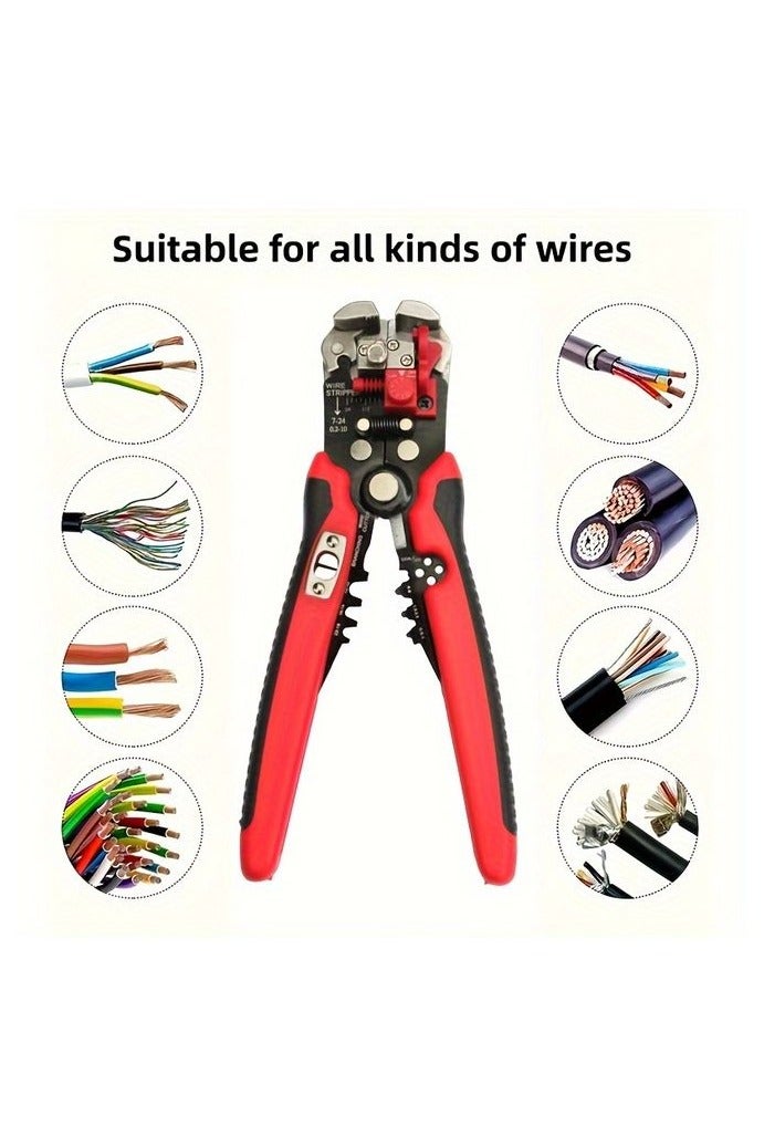 1-Pack Electrician Special Automatic Wire Stripper, Multi-Function Wire Stripping Range 24-10AWG/0.2-6㎜² Wire Stripper Cable Pliers, Electrician Cutting Wire/Winding Wire Cutting Wire Crimping for Electrician Repair Line, Home Improvement Construction Cable Stripper Cable Cutter Stripping Tool - Image 4