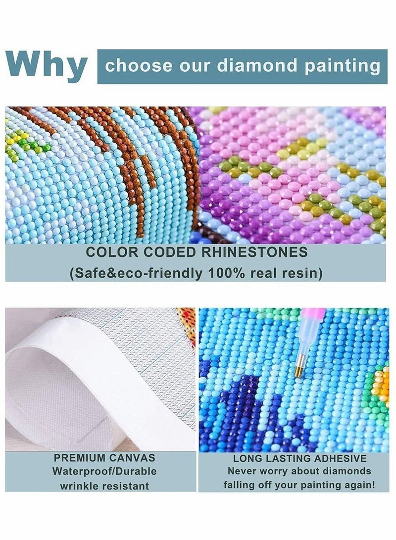 كابتن تيك Cat Flowers 5D Diamond Painting Numbers Kit, Paint Round Diamond Beads Full Drill Canvas Wall Home Decoration Gift, DIY for Adults & Kids KSA | Riyadh, Jeddah - Image 3