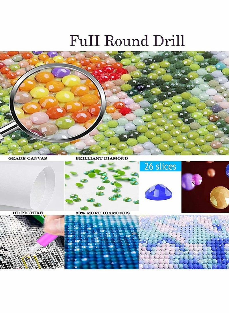 كابتن تيك Cat Flowers 5D Diamond Painting Numbers Kit, Paint Round Diamond Beads Full Drill Canvas Wall Home Decoration Gift, DIY for Adults & Kids KSA | Riyadh, Jeddah - Image 4