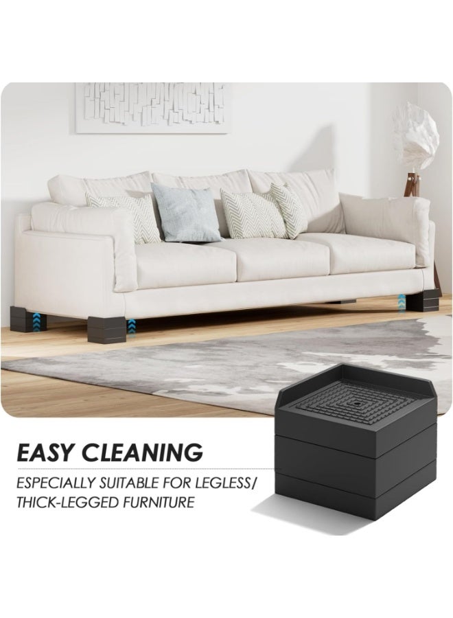 تابيت رافعات أثاث، 4 قطع رافعات أرجل قابلة للتعديل للسرير والمكتب، ارتفاع 2.95 بوصة للتخزين أسفل السرير، رافعات مربعة قابلة للتكديس للأرائك والخزائن وغرف الطلاب - Image 3