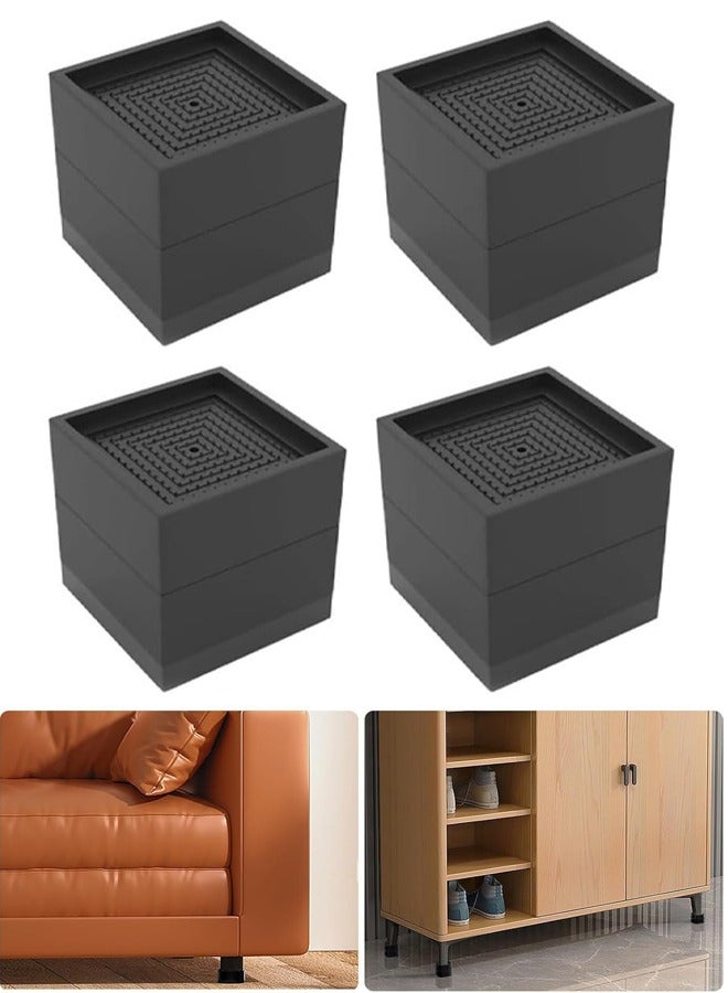 تابيت رافعات أثاث، 4 قطع رافعات أرجل قابلة للتعديل للسرير والمكتب، ارتفاع 2.95 بوصة للتخزين أسفل السرير، رافعات مربعة قابلة للتكديس للأرائك والخزائن وغرف الطلاب - Image 1