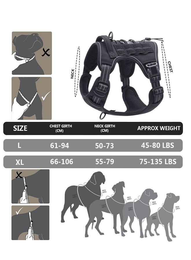 GUSGU Tactical Dog Harness for Medium Large Dogs, No Pull Adjustable Dog Walking Training Vest with Handle, Reflective Training Easy Control  Military Service Dog Harness for Walking Hiking Training M - Image 2