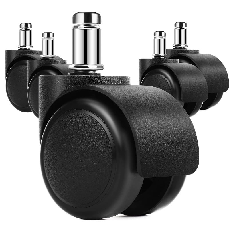 MaxGear 2" Office Chair Wheels Heavy Duty Replacement, Mute Rubber Rotating Desk Chair Caster Wheels, Safe for All Floors Including Hardwood, Only Fits 11mm Stem, NOT for 10mm or IKEA Chairs, Set of 5 - Image 1