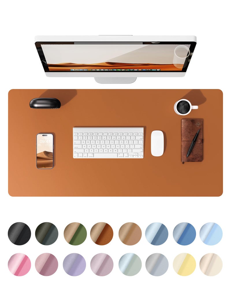 YSAGi Desk Pad Protector, Large Mouse Mat, Non-Slip PU Leather Waterproof Laptop Desk Blotter/ Writing Pad for Office and Home (23.6" x 13.8", Brown) - Image 1